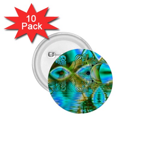 Crystal Gold Peacock, Abstract Mystical Lake 1.75  Button (10 pack) from ArtsNow.com Front