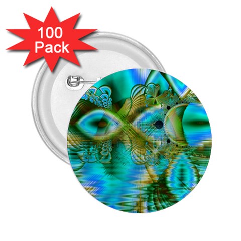 Crystal Gold Peacock, Abstract Mystical Lake 2.25  Button (100 pack) from ArtsNow.com Front