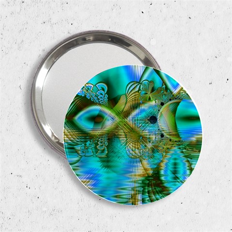 Crystal Gold Peacock, Abstract Mystical Lake Handbag Mirror (2.25 ) from ArtsNow.com Front