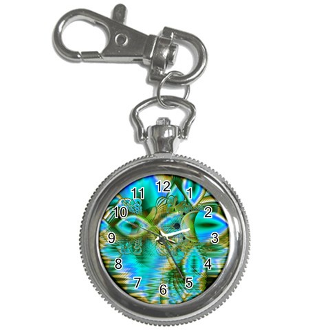 Crystal Gold Peacock, Abstract Mystical Lake Key Chain Watch from ArtsNow.com Front