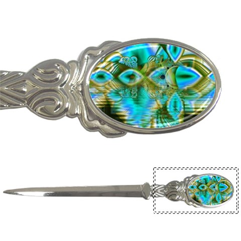 Crystal Gold Peacock, Abstract Mystical Lake Letter Opener from ArtsNow.com Front