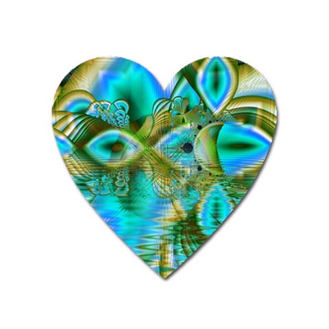 Crystal Gold Peacock, Abstract Mystical Lake Magnet (Heart) from ArtsNow.com Front