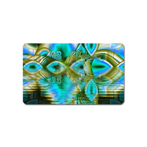 Crystal Gold Peacock, Abstract Mystical Lake Magnet (Name Card) from ArtsNow.com Front