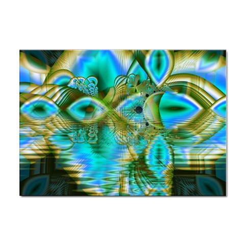 Crystal Gold Peacock, Abstract Mystical Lake A4 Sticker 10 Pack from ArtsNow.com Front