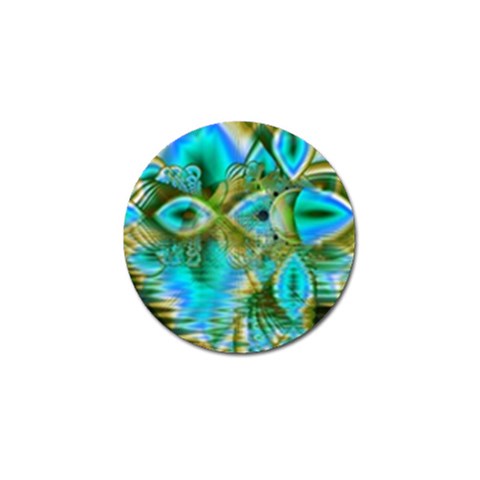 Crystal Gold Peacock, Abstract Mystical Lake Golf Ball Marker 4 Pack from ArtsNow.com Front