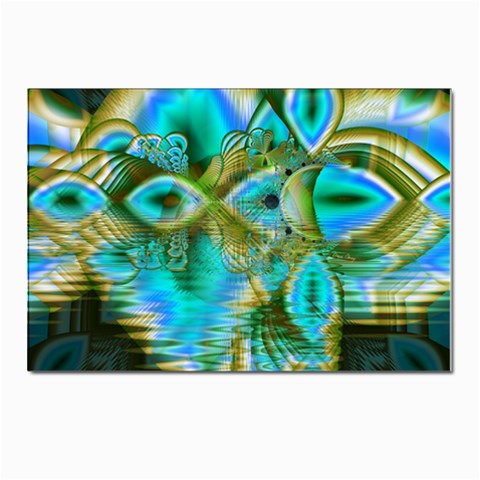 Crystal Gold Peacock, Abstract Mystical Lake Postcard 4 x 6  (10 Pack) from ArtsNow.com Front