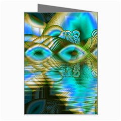 Crystal Gold Peacock, Abstract Mystical Lake Greeting Card from ArtsNow.com Right