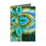 Crystal Gold Peacock, Abstract Mystical Lake Mini Greeting Card