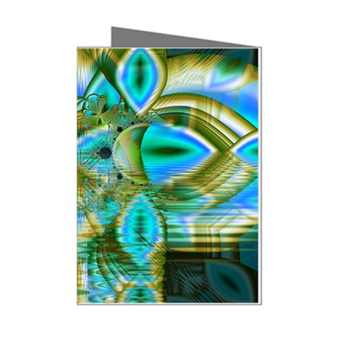 Crystal Gold Peacock, Abstract Mystical Lake Mini Greeting Card (8 Pack) from ArtsNow.com Left