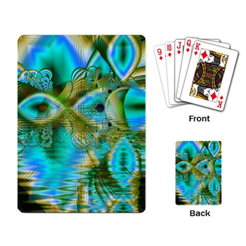 Crystal Gold Peacock, Abstract Mystical Lake Playing Cards Single Design from ArtsNow.com Back