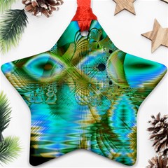 Crystal Gold Peacock, Abstract Mystical Lake Star Ornament (Two Sides) from ArtsNow.com Front