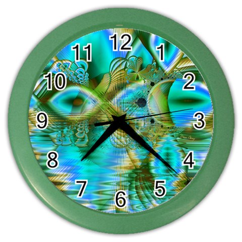 Crystal Gold Peacock, Abstract Mystical Lake Wall Clock (Color) from ArtsNow.com Front