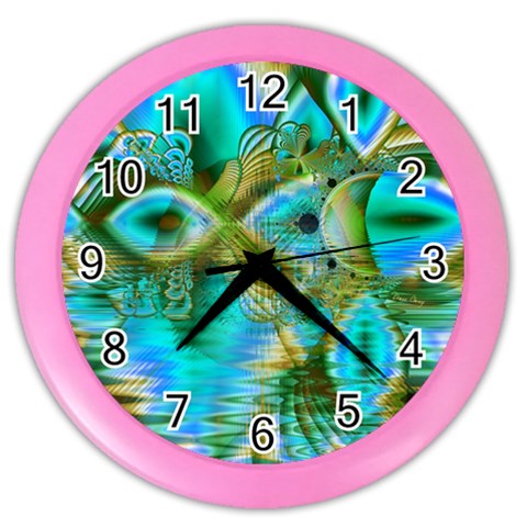 Crystal Gold Peacock, Abstract Mystical Lake Wall Clock (Color) from ArtsNow.com Front