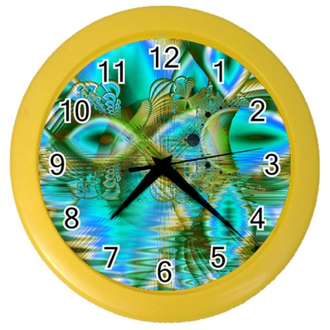 Crystal Gold Peacock, Abstract Mystical Lake Wall Clock (Color) from ArtsNow.com Front