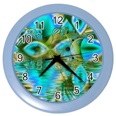 Crystal Gold Peacock, Abstract Mystical Lake Wall Clock (Color) from ArtsNow.com Front