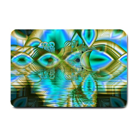 Crystal Gold Peacock, Abstract Mystical Lake Small Door Mat from ArtsNow.com 24 x16  Door Mat