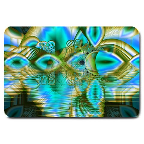 Crystal Gold Peacock, Abstract Mystical Lake Large Door Mat from ArtsNow.com 30 x20  Door Mat