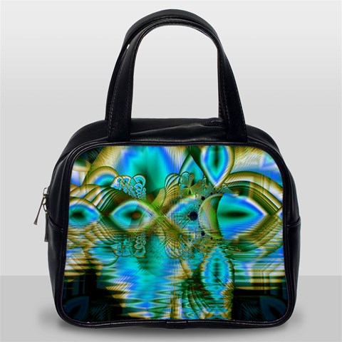 Crystal Gold Peacock, Abstract Mystical Lake Classic Handbag (One Side) from ArtsNow.com Front