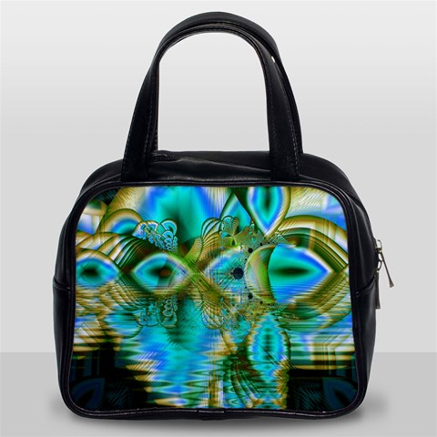 Crystal Gold Peacock, Abstract Mystical Lake Classic Handbag (Two Sides) from ArtsNow.com Front