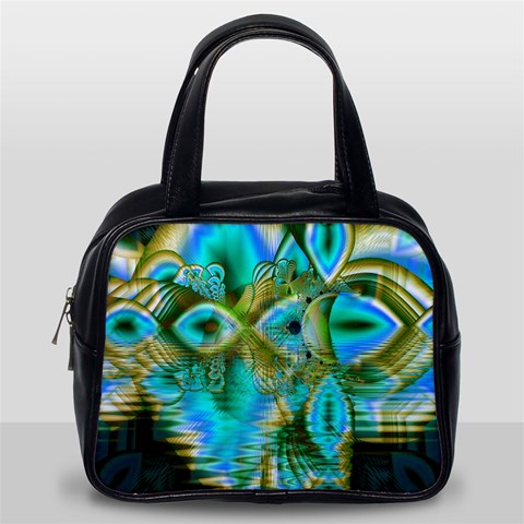 Crystal Gold Peacock, Abstract Mystical Lake Classic Handbag (Two Sides) from ArtsNow.com Back