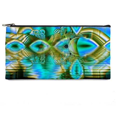 Crystal Gold Peacock, Abstract Mystical Lake Pencil Case from ArtsNow.com Front