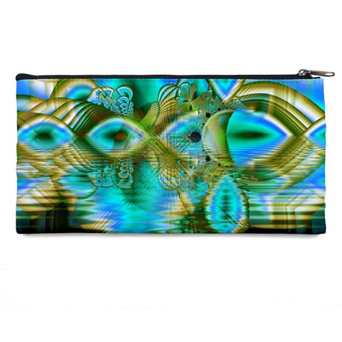 Crystal Gold Peacock, Abstract Mystical Lake Pencil Case from ArtsNow.com Back