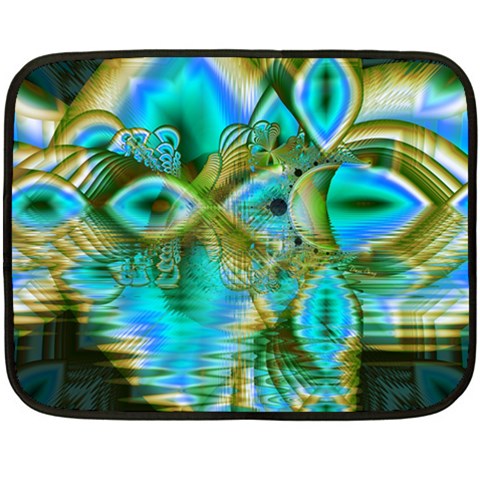 Crystal Gold Peacock, Abstract Mystical Lake Mini Fleece Blanket (Two Sided) from ArtsNow.com 35 x27  Blanket Front