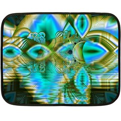 Crystal Gold Peacock, Abstract Mystical Lake Mini Fleece Blanket (Two Sided) from ArtsNow.com 35 x27  Blanket Front