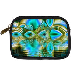 Crystal Gold Peacock, Abstract Mystical Lake Digital Camera Leather Case from ArtsNow.com Front