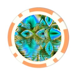 Crystal Gold Peacock, Abstract Mystical Lake Poker Chip (10 Pack) from ArtsNow.com Front