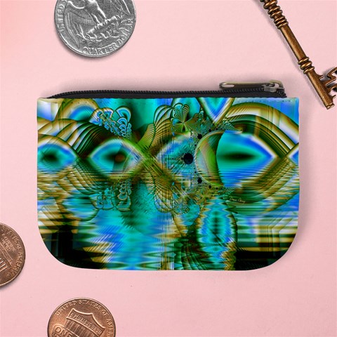 Crystal Gold Peacock, Abstract Mystical Lake Coin Change Purse from ArtsNow.com Back