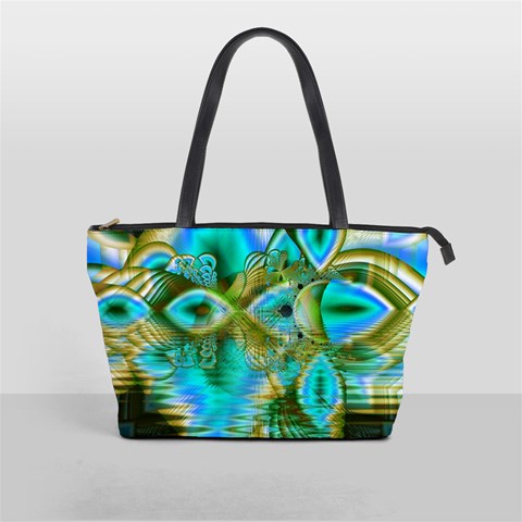 Crystal Gold Peacock, Abstract Mystical Lake Large Shoulder Bag from ArtsNow.com Front