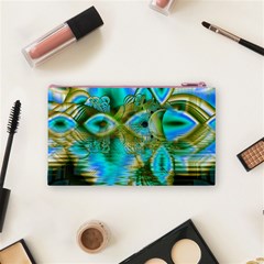 Crystal Gold Peacock, Abstract Mystical Lake Cosmetic Bag (Small) from ArtsNow.com Back