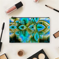 Crystal Gold Peacock, Abstract Mystical Lake Cosmetic Bag (Medium) from ArtsNow.com Front