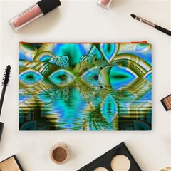 Crystal Gold Peacock, Abstract Mystical Lake Cosmetic Bag (Large) from ArtsNow.com Back