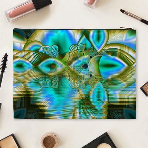 Crystal Gold Peacock, Abstract Mystical Lake Cosmetic Bag (XL) from ArtsNow.com Back