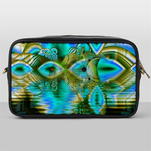 Crystal Gold Peacock, Abstract Mystical Lake Travel Toiletry Bag (One Side) from ArtsNow.com Front