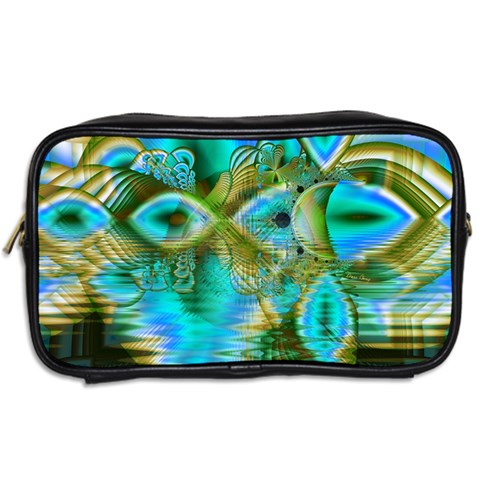 Crystal Gold Peacock, Abstract Mystical Lake Travel Toiletry Bag (Two Sides) from ArtsNow.com Back