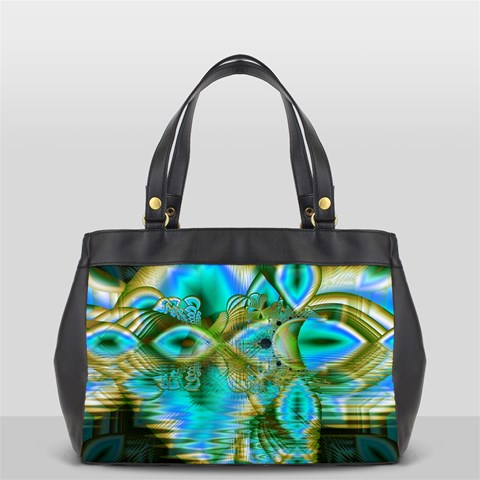 Crystal Gold Peacock, Abstract Mystical Lake Oversize Office Handbag (One Side) from ArtsNow.com Front