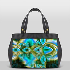 Crystal Gold Peacock, Abstract Mystical Lake Oversize Office Handbag (Two Sides) from ArtsNow.com Front