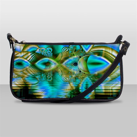 Crystal Gold Peacock, Abstract Mystical Lake Evening Bag from ArtsNow.com Front