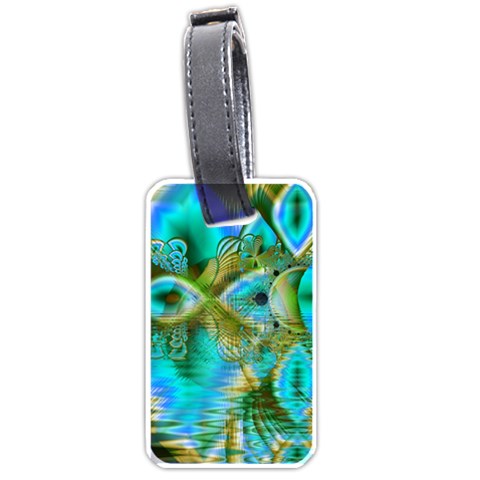 Crystal Gold Peacock, Abstract Mystical Lake Luggage Tag (One Side) from ArtsNow.com Front