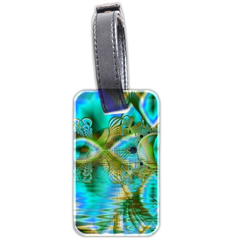 Crystal Gold Peacock, Abstract Mystical Lake Luggage Tag (Two Sides) from ArtsNow.com Front