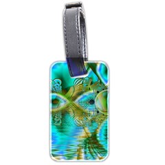 Crystal Gold Peacock, Abstract Mystical Lake Luggage Tag (Two Sides) from ArtsNow.com Back