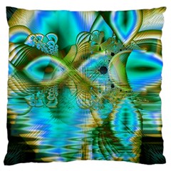 Crystal Gold Peacock, Abstract Mystical Lake Large Cushion Case (Two Sided)  from ArtsNow.com Front