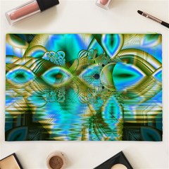 Crystal Gold Peacock, Abstract Mystical Lake Cosmetic Bag (XXL) from ArtsNow.com Back