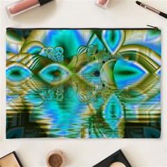 Crystal Gold Peacock, Abstract Mystical Lake Cosmetic Bag (XXXL) from ArtsNow.com Back