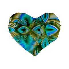 Crystal Gold Peacock, Abstract Mystical Lake 16  Premium Heart Shape Cushion  from ArtsNow.com Front