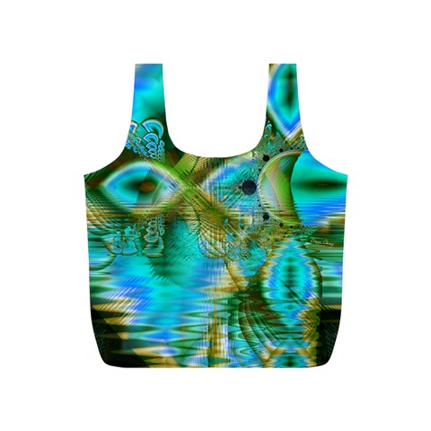 Crystal Gold Peacock, Abstract Mystical Lake Reusable Bag (S) from ArtsNow.com Front