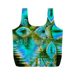 Crystal Gold Peacock, Abstract Mystical Lake Reusable Bag (M) from ArtsNow.com Front